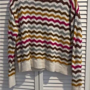 LOFT Women's Chevron Sweater in Pink, Brown, and Gold